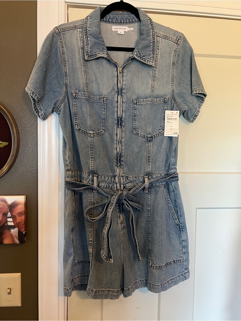 Good American Fit for Success Denim Shorts Romper